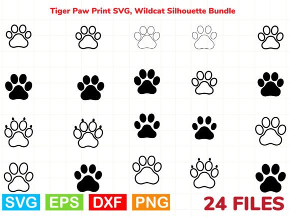 Download Tiger Paw Print SVG, Wildcat Silhouette - Print Collection