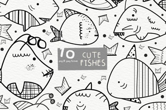 Download Cute Fishes Digital Stamps - Fishes Collection